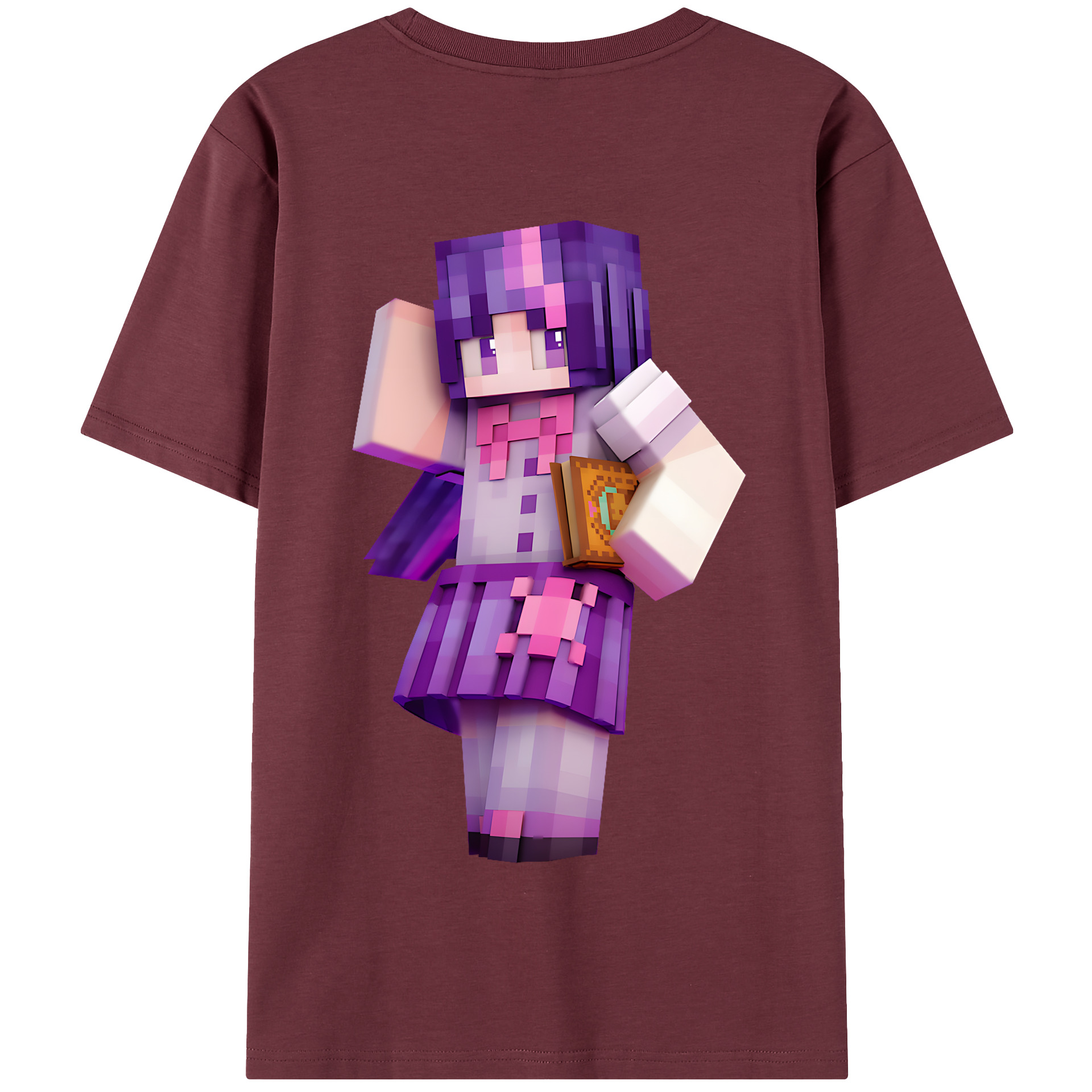 （画像用） マインクラフト ブロックの世界 Minecraft MC Block world 綿100％半袖Tシャツ（背面プリント）